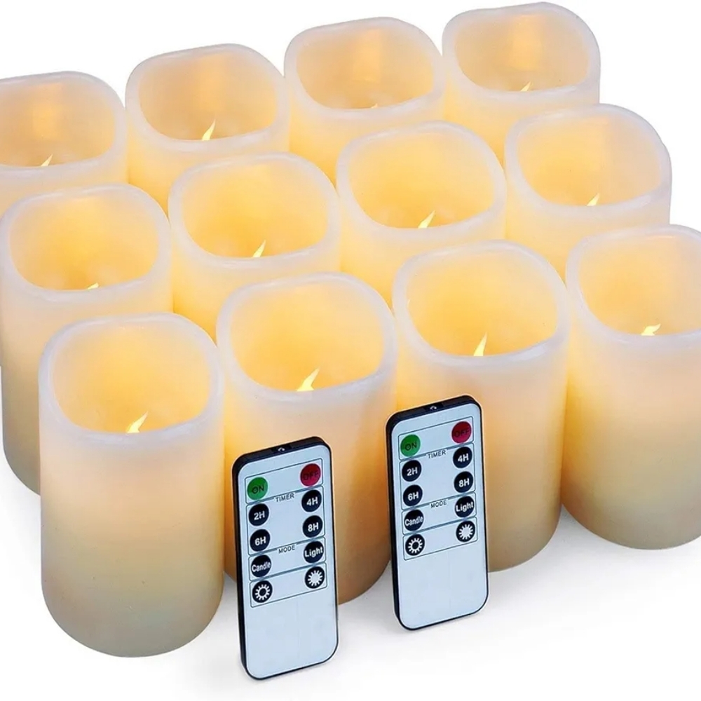 Enpornk Set of 12 Flameless Candles Battery Operated LED Pillar Real Wax Electri